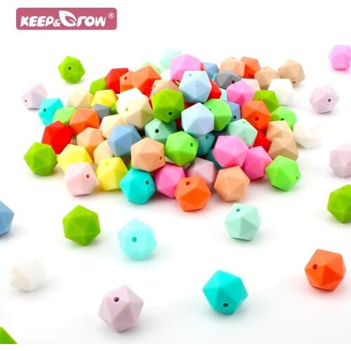 20pcs 14mm Polygon Silicone Beads Baby Teether Eco-friendly BPA Free Baby Teething Pacifier Chain Beads Baby Chewable Product