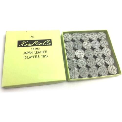 25pcs/lot XMLINCOS 14mm Billiards Pool Cue Tips 10layers in S/M/H Japan Leather tips Billiards Accessories