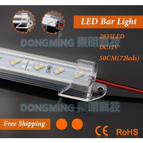 5pcs 12V 50cm 72leds led luces strip 2835 double row led strip bar light + U groove + pc milky/clear cover + Free shipping
