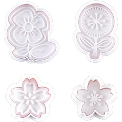 8pcs 3D Flower Pattern Plastic Baking Mold Kitchen Biscuit Cookie Cutter Pastry