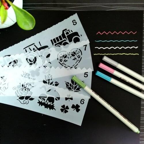 8pcs/set Airbrush Stencils&Templates Tattoo Stencil For Kids,DIY Glitter Painting Stencil Children Embossing Paper Card Template