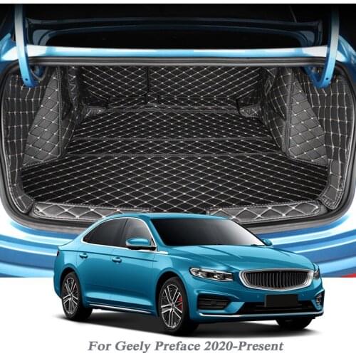 Car Styling PU Leather Trunk Mat Rear Liner Cargo For Geely Preface 2020-Present Waterproof Carpet Protector Auto Accessory