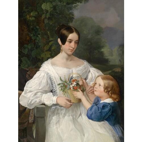 Free shipping classical court people women flowers girl oil painting canvas prints printed on canvas wall art decoration picture