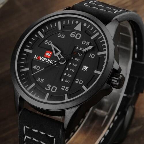 NAVIFORCE Top Luxury Brand Men Army Military Sport Watches Mens Quartz Date Clock Leather Strap Wrist Watch Relogio Masculino