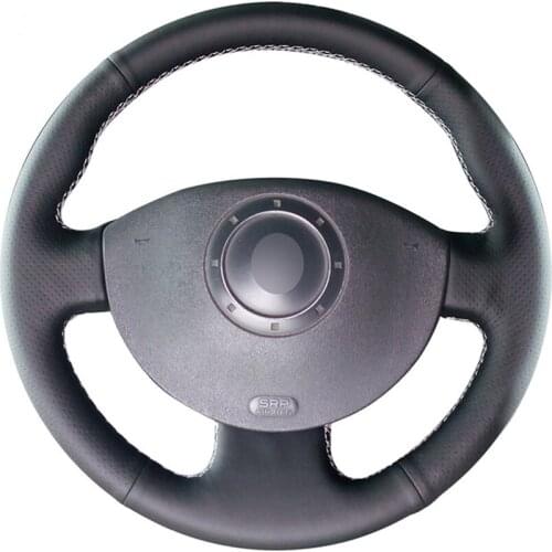 Black PU Faux Leather Steering Wheel Cover for Renault Megane 2 2002-2009 Kangoo (ZE) 2008- 2013 Scenic 2 2003-2010 Grand Scenic