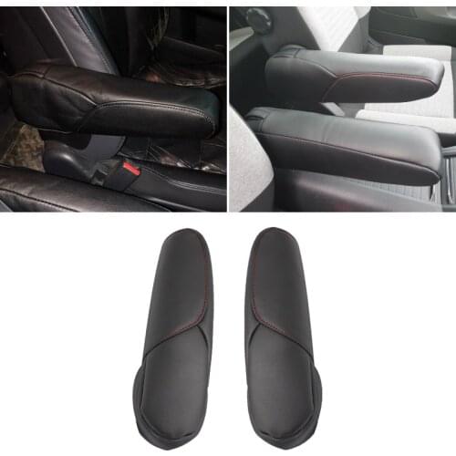 Black-red line PU Leather with Sponge Armrest Cover For Honda CRV CR-V 2007 2008 2009 Side Seat Armrest Handle Cover Inner Trim