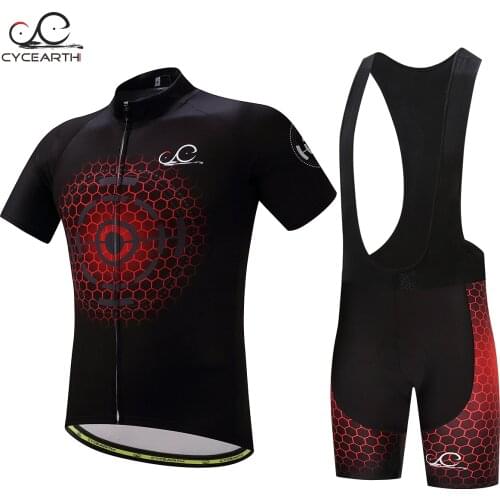 CYCEARTH 2017 Road Bike cycling jersey short sleeve bib shorts Kit clothes breathable wear Maillot Ropa Ciclismo CE005