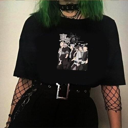 Japanese Anime Tokyo Avengers Womens T-shirt Kurapika Tops Summer Harajuku Loose Short Sleeve Tshirt