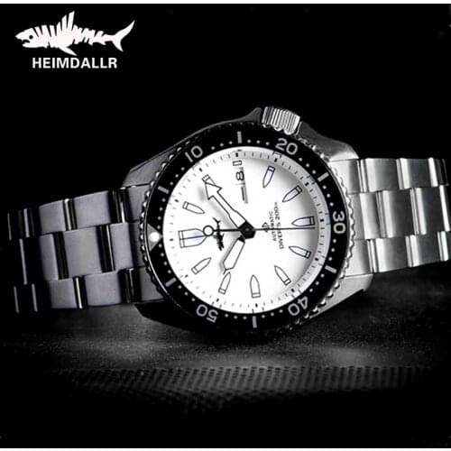 HEIMDALLR SKX007 Mechanical Watch Men Dive Sapphire White Dial Luminous NH36A Mov Automatic Diver Watches 200M Diving Watch