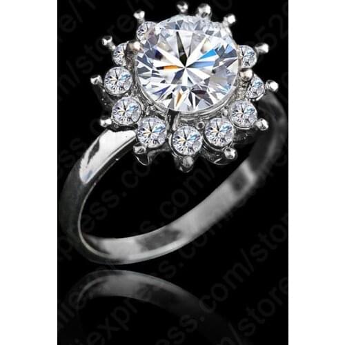 Nice Good Quality Flower Sun Cubic Zirconia 925 Sterling Silver Jewelry CZ Stone Rings US Size6-9 Fast Shipping