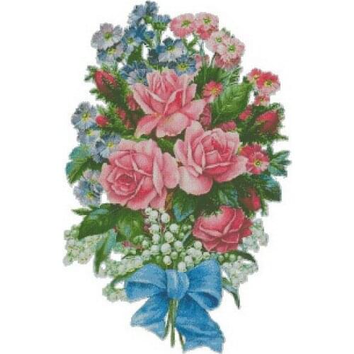 Oil Painting Flowers, Bouquets Needlework Cross stitch for Embroidery kits,14CT unprinted Patterns Cross-Stitching,DIY Handmade