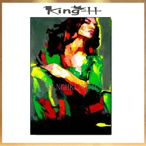 Girl is beautiful knife portrait Face Oil painting Character figure Hand painted Francoise wall Art picture for living room