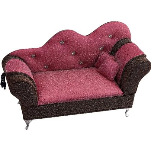 1/6 Scale Dolls Furniture Long Sofa Chaise Lounge Recliner Chair Jewelry Box