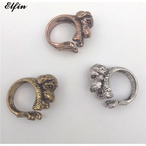 Elfin Trendy Vintage Adjustable Poodle Big Rings For Women Fashion Mens Ring Anillos Mujer Warcraft