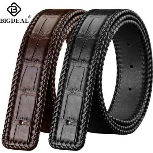 Mens Crocodile Leather Belts Luxury Brand Designer Belts Business Casual Real Alligator Waistband Smooth Buckle