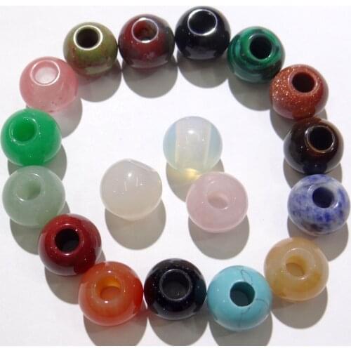 Natural Stone Quartz Crystal Round shape big hole Beads 16*14MM pendant for diy Jewelry making necklace earrings Bracelets 20pc
