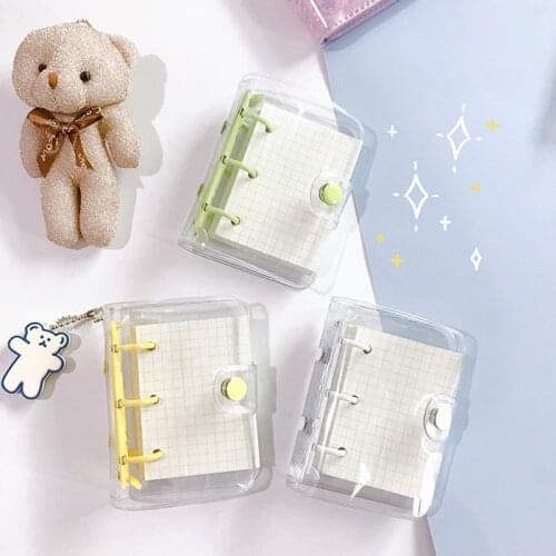Creative Cute Transparent 3 Ring Mini Loose-leaf Hand Book Student Portable Pocket Notebook Ring Binder Notepad