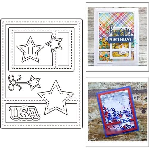 2021 New Rectangle Frame Metal Cutting Dies For Mould Cut Craft Making Star Background Card Paper Scrapbooking DIY No Stamps Set