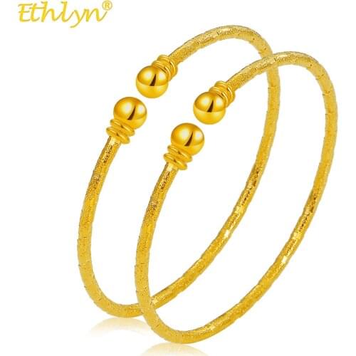 2 pcs/lot New Arrival Gold Color Ethiopian Jewelry African Bangles for Women Bracelets Middle East Gold Wedding Gift MY65
