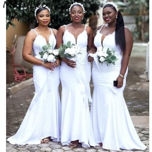 Bridesmaid Dresses Spaghetti Straps Spandex Satin Mermaid Bridesmaid Dresses With Zipper Back Wedding Party Bridemaid Gowns