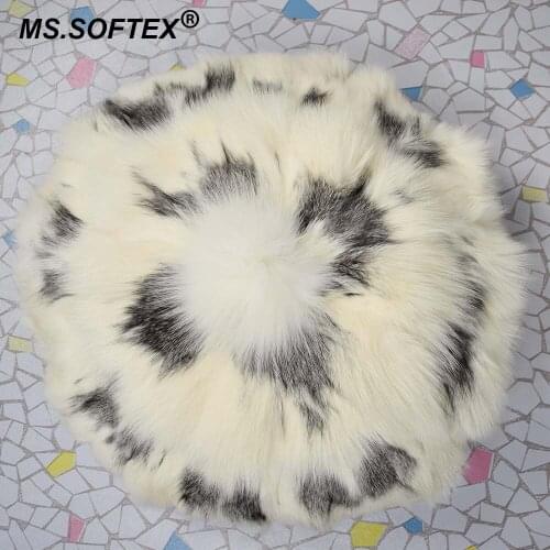 MS.Softex Natural Fox Fur Cushion Round Shape Genuine Fox Fur Pillowcase without core Fox fur Seat Cushion