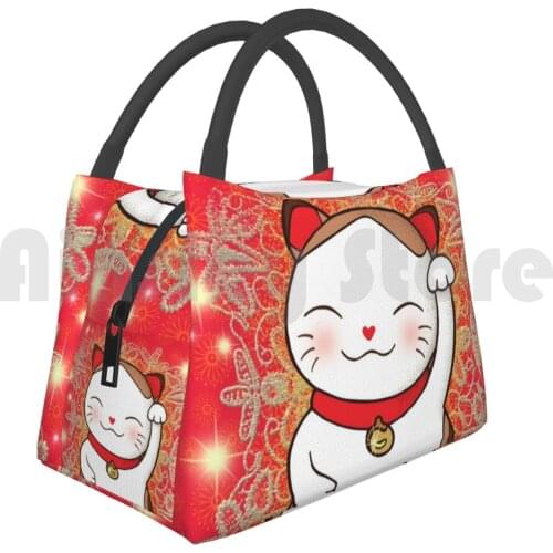 Portable Insulation Bag Maneki Lucky Cat Fortune Cat Maneki Neko Cat Cute Cat Japan Fortune Luck Amulet