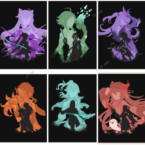 Genshin Impact Anime Poster Nordic Style Canvas Decor Painting Art Abstract Print Poster Picture Wall Living Room Bedroom Decor