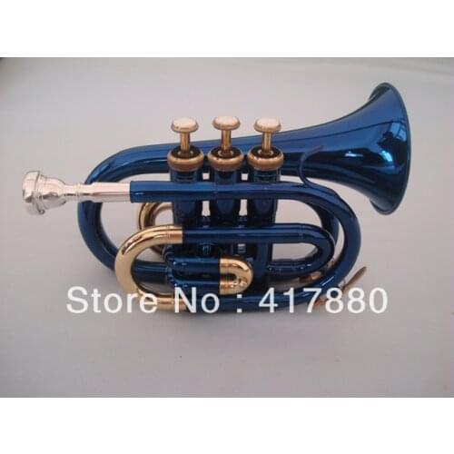 Professional Blue Gold Plated Bb Pocket Trumpet Boquilla Para Trompeta Professional Musical Instruments Trumpet