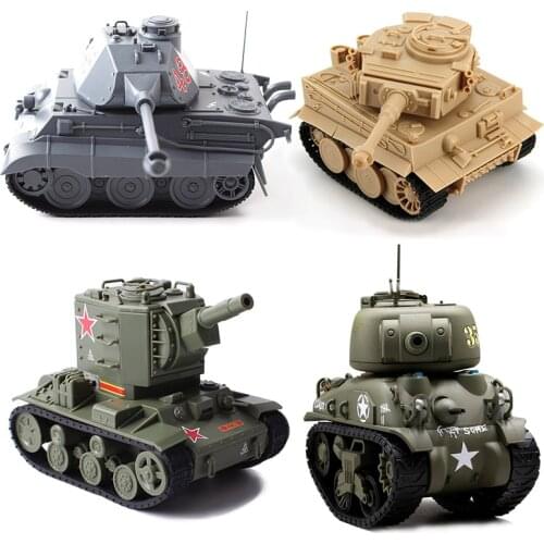 Q Version German Tiger King Heavy Tank Porsch Turret World War Cartoon Military Assembly Model Toons