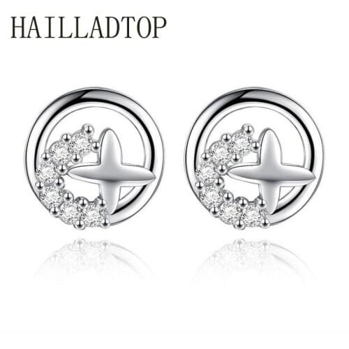 Butterfly Stud Earrings Temperament Jewelry Silver Color Wedding Earrings For Women White Cubic Zirconial Stone Top Quality