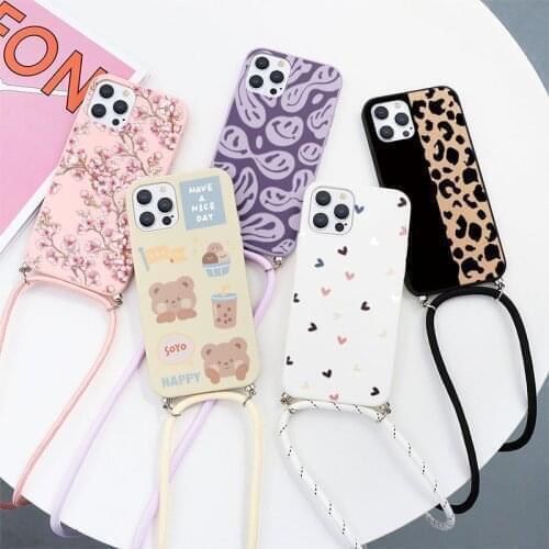 Crossbody Necklace Strap Lanyard Cord Silicone Phone Cases For iPhone 11 12 Pro Max 12Mini 6 6S 7 8 Plus 5S SE 2020 X XS Xs Max