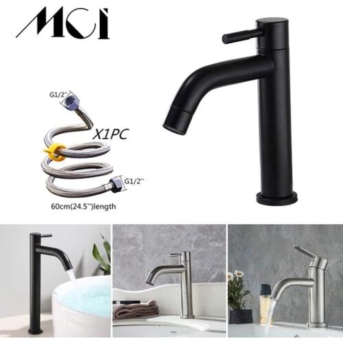 Bathroom Faucet 304 Stainless Steel Deck Mounted Sink Single Cold faucet Corrosion Resistance Hot Cold Mixer Basin Tap Torneira