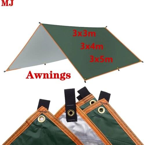 4x3m 3x3m Awning Waterproof Tarp Tent Shade Ultralight Garden Canopy Sunshade Outdoor Camping Hammock Rain Fly Beach Sun Shelter