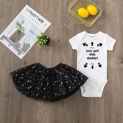 You Got This Daddy Newborn Baby GirlsShort Sleeve Romper + Tutu Skirt 2pcs Sets Funny Infant Girl Fashion Clothing Suit