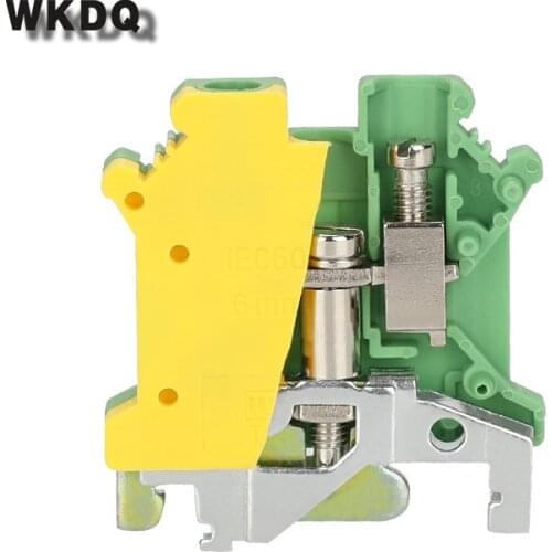 10pcs USLKG 6N Ground Din Rail Screw Terminal Block PE With The Same Shape To Universal Connector Conductors