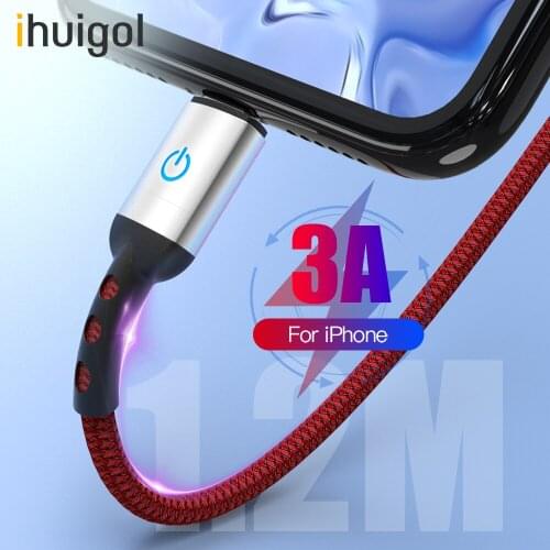 Ihuigol USB Cable 3A For Apple iPhone 11 Pro 12 XS Max XR 10 X 8 7 6 S 6S Plus 5 5S Fast Charging Charger Data Cord Wire iOS 12