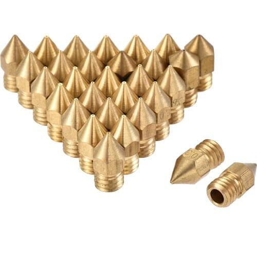Uxcell 0.3mm 3D Printer Nozzle, 30pcs M6 Thread for MK8 3mm Extruder Print, Brass