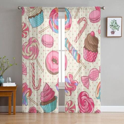Delicious Food Donut Sheer Curtains for Living Room Bedroom Kitchen Tulle for Windows Voile Yarn Curtains for Bedroom