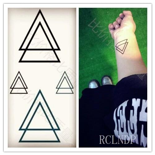 Waterproof Temporary Tattoo Sticker triangle geometry Fake Tatto Flash Tatoo Hand Back Foot tattoos for Girl Women Men Kid