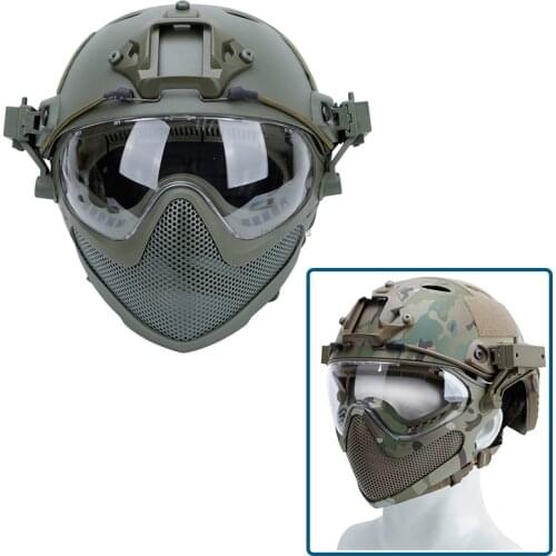 Military Tactical Helmet with Mask Full Face Shooting Airsoft Accessories Paintball Helmet Army Cs Hunting Protective Helmets