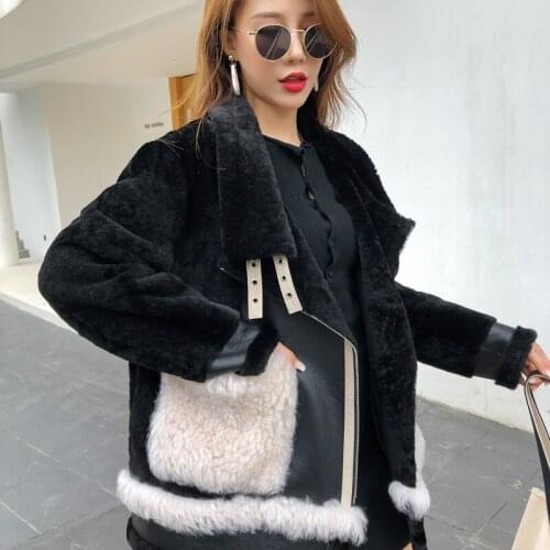 Genuine Wool Fur Coat Street Motorcycle Female Jacket Autumn Winter Coats and Jackets Women 2020 Womens Clothing Casacos Zjt974