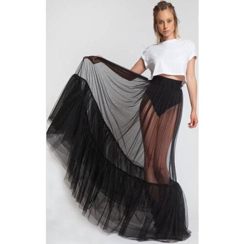 امرأة التنانير jupe femme Tulle Skirt See Thru Women Tulle Skirts Party Wear Tulle Skirts Long vrouw rokken