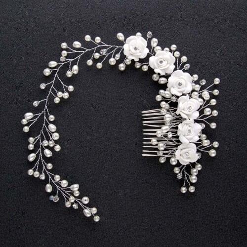 Fashion Korean Women Hair Comb Bride Wedding Hair Clip Handmade Flowers Beads Decoration Ladies Hairs Accessories MA