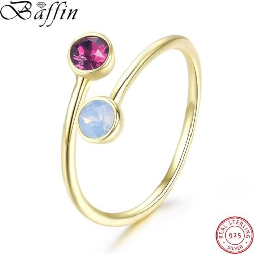 925 Silver Open Adjustabl Finger Rings Crystals from Swarovski-elements for Women Gold Color Wedding Jewelry Christmas Day GIFT