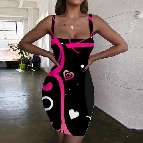 KYKU Brand Love Dress Women Flowers Halter Sleeveless Couples 3d Print Romantic Vestido Sexy Womens Clothing Summer Beach Beach