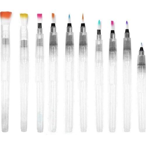 10pcs Multi Specification Water-soluble Pen Watercolor Pen Watercolor Painting Pen Tip Calligraphy Art Bookmark