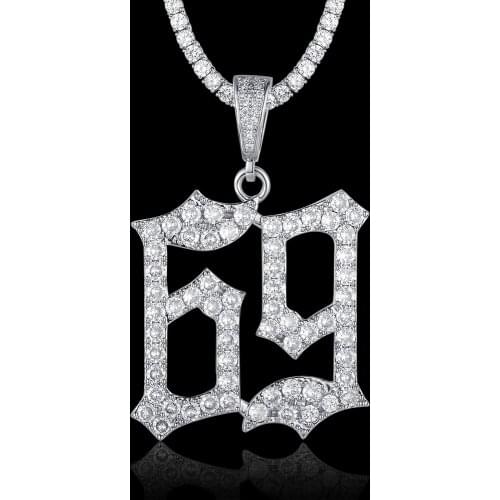 100% Micro Zircon Hip Hop Six Nine Pendant Necklace For Men Jewelry Bling Bling Iced Out Necklaces CZ Rapper Jewelry