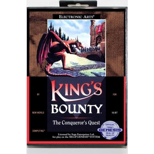 16 bit Sega MD game Cartridge with Retail box - Kings Bounty The Conquerors Quest game cart for Megadrive for Genesis system