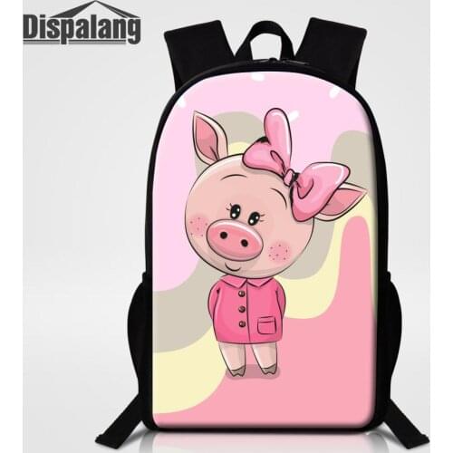 Cartoon Piggy Printing 16 inch School Backpack Casual Students Daypacks Lightweight School Bag Cute Travel Daily Girls Knapsack