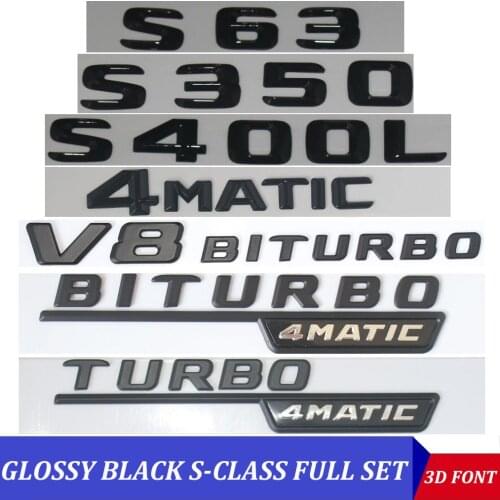 3D Black W221 W222 Emblem S63 S350 S500 4MATIC Letter S CLA Auto Car Stickers Badge Logo Emblema For Mersedes Mercedes Benz AMG